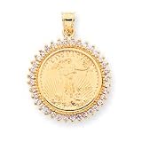 14k 1/4 oz American Eagle Coin Diamond Coin Bezel Pendant