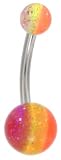 Yellow Pink & Orange 3 Color Acrylic Glitter Belly Button Ring