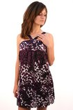 D3047-PURPLE-V FRONT RUFFLE MINI DRESS--S