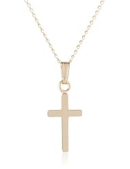 Childrens 14k Gold Filled Polished Cross Pendant Necklace, 13"