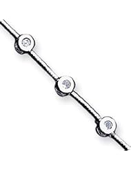 Sterling Silver Polished Fancy Bezel-Set CZ Bracelet
