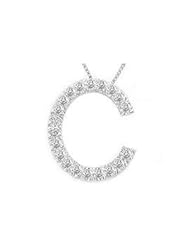 Alphabet C Diamond Initial Pendant in 14k White Gold