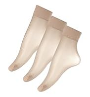 3 Pairs of Sheer 10 Denier Matt Ladder Resist Ankle Highs