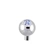 Solid 14KT White Gold 1.5mm Genuine Topaz Internally Threaded Replacement Ball 3mm - 14 Gauge