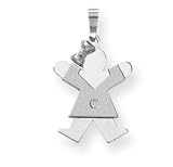 14k White Gold AA Diamond kid pendant