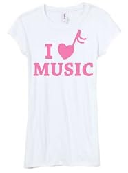 I Heart (Love) Music Juniors Black Slim Fitting T-Shirt