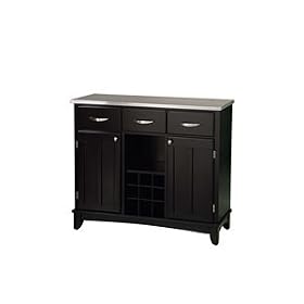 Home Styles Black Server with Stainless Steel Top 41.75x17x36.25-in. by Home Styles