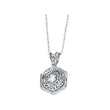 14k White Gold Moissanite Filigree Pendant 3mm 1/10ct