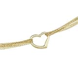 14K Yellow Gold 8 Strand Rolo With Heart Chain - 16.00 inches