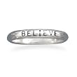 Sterling Silver Oxidized Believe Band / Size 9