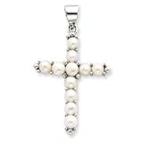 Sterling Silver Cultured Pearl Cross Pendant