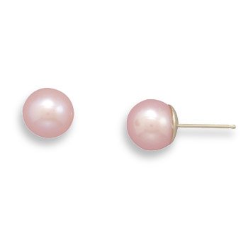 7.5-8mm Cultured Freshwater Pearl Stud Earrings with 14K Yellow Gold Posts and Earring Backs