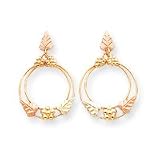 10k Black Hills Gold Open Circle Leaf Earrings
