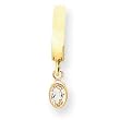 14K 6x4 Oval Bezel White Zircon TummyToy Belly Ring - JewelryWeb