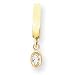 14K 6x4 Oval Bezel White Zircon TummyToy Belly Ring - JewelryWeb
