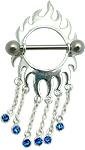 Sterling Silver Nipple Shield w/ Dangling Gems, in 14g (Gauge), Sold Individually