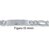 5mm Sterling Silver Figaro Link Men's ID Bracelet, 8IN