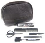 eBARBERSHOP Deluxe Moustache Grooming Set In Leather Travel Bag With Choice Of Wax In Tube
