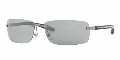Ray-Ban RB 8304-004 6G Gunmetal CARBON FIBRE Rimless Sunglasses With Grey Sil... product image