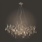 ELK Lighting 1722-8 Bijou 8 Light Single Tier Chandelier in Silver Leaf with Blown Glass Drops glass