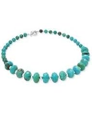 .925 Silver & Faceted Turquoise Beaded Necklace- 18 IN