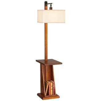 Astor Place Walnut Tray and Shelf Floor Lamp