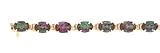 10k Gold & Mystic Fire Topaz Oval Stone Bracelet- 7