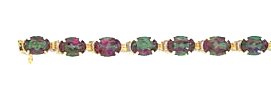 10k Gold & Mystic Fire Topaz Oval Stone Bracelet- 7