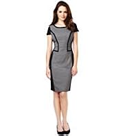 Petite Tipped Colour Block Spotted Dress