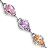 Sterling Silver Multicolor CZ Bracelet QG1798-7.5