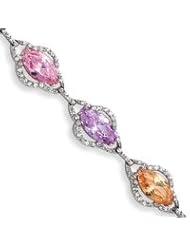Sterling Silver Multicolor CZ Bracelet QG1798-7.5"