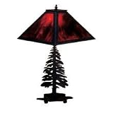 Click here to buy Meyda Tiffany 26724 Black / Burgundy Art Glass Pine Tree Rustic / Country Table Lamp from the Pine T by .
