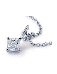 0.60ct Princess Cut Diamond Solitaire Pendant in 14 Kt White Gold