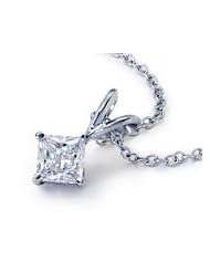 0.70ct Princess Cut Diamond Solitaire Pendant in 14 Kt White Gold