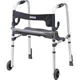 Drive Medical Clever Lite LS Walker with Seat, Push Down Brakes