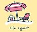 LIFE IS GOOD BEACH UMBRELLA WOMENS SHORT SLEEVE SHIRT SUNRISE