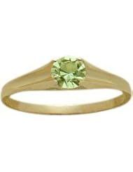 14 Karat Yellow Gold Genuine 0.28tcw. Peridot August Baby Gemstone Ring