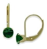 May 14 Karat Yellow Gold 5mm Emerald Leverback Gem Earrings