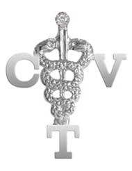 NursingPin - Certified Vet Tech CVT Lapel Pin with Diamond in Silver