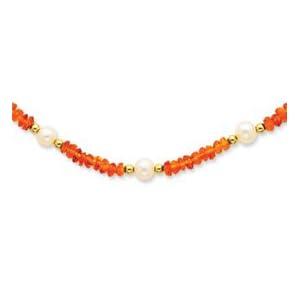 14K Cultured Pearl and Citrine Necklace - PR71-18 by Abacus