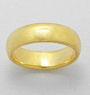 18k Pure Yellow Gold Plated Over 925 Solid Sterling Silver 6mm (.24") Unisex Wedding Band Size 6