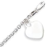Sterling Silver Heart Charm Child's Bracelet - 6 Inch