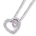 Pink Clear CZ Double Heart Necklace - 18 Inch - Spring Ring - JewelryWeb