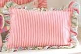 Country Cottage Raspberry Tick Stripe Sham w/ Stripe Ruffle