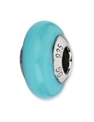 Sterling Silver teal Italian Murano Glass Charm