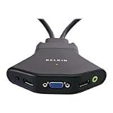 Belkin 2-Port KVM Switch with Audio Support and Built-In Cabling (USB, F1DL102U)