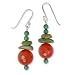 .925 Silver, Faceted Carnelian & Turquoise Chip Earrings