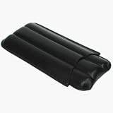 Three Large Cigar Leather Pouch - Black