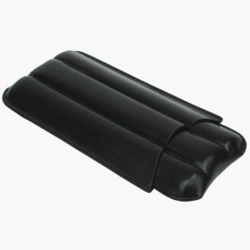 Three Large Cigar Leather Pouch - Black