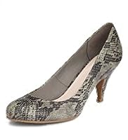 Faux Snakeskin Print Court Shoes
